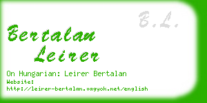 bertalan leirer business card